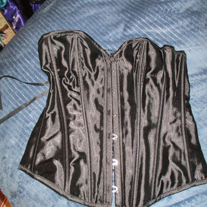 Black Satin Overbust Costume Corset